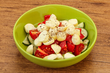 Salad with vegetables and mozzarlla