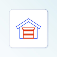 Line Garage icon isolated on white background. Colorful outline concept. Vector.