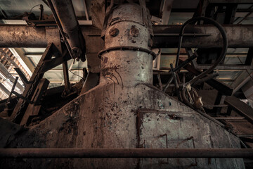 Plakat Creepy abandoned industry area with natural decay a lost place a decayed factory hall