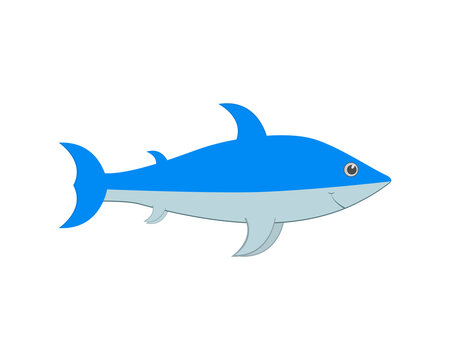 Baby shark icon boy. Cartoon vector illustration on white background. Side view.