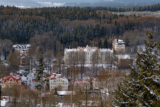 Hamelika lookut tower - view of the center of spa town Marianske Lazne
