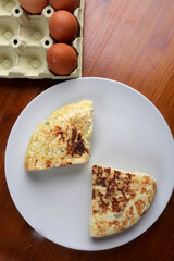 spanish omelette with eggs and potatoes