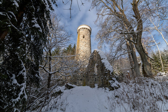 Hamelika lookout tower was built in the shape of a romantic castle ruins - Marianske Lazne (Marienbad) - Czech Republic