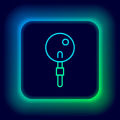 Glowing neon line Lollipop icon isolated on black background. Food, delicious symbol. Colorful outline concept. Vector.