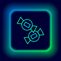 Glowing neon line Candy icon isolated on black background. Colorful outline concept. Vector.