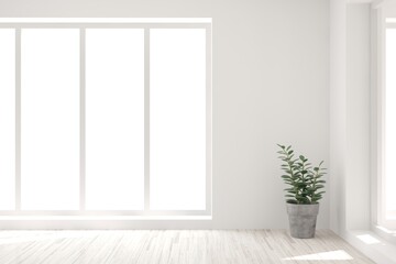 White empty room. Scandinavian interior design. 3D illustration