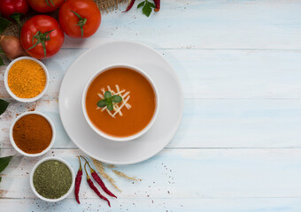 Tasty tomato soup made of fresh tomatoes