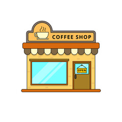 Coffee shop building vector illustration isolated on white background
