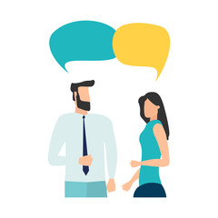 Vector illustration, flat style, people talk. People with thoughts on a white background, vector