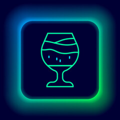 Glowing neon line Glass of beer icon isolated on black background. Colorful outline concept. Vector.