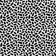 Ink brush stains vector seamless pattern. Dirty black paint brush strokes decorative texture. Grungy daub, chaotic brushstrokes on white background. Creative wallpaper, monochrome textile print design