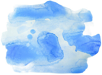 blue watercolor stain on white background isolated