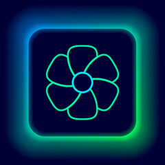Glowing neon line Flower icon isolated on black background. Colorful outline concept. Vector.