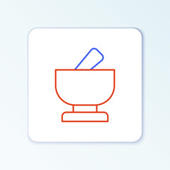 Line Mortar and pestle icon isolated on white background. Colorful outline concept. Vector.
