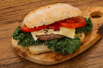 Italian ciabatta bread with burger