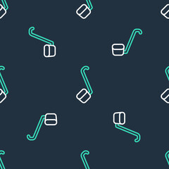 Line Sauna ladle icon isolated seamless pattern on black background. Vector.