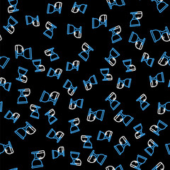 Line Holy grail or chalice icon isolated seamless pattern on black background. Christian chalice. Christianity icon. Vector.