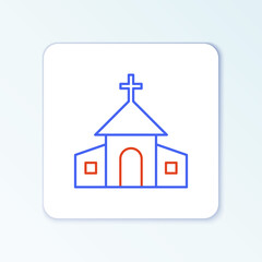 Line Church building icon isolated on white background. Christian Church. Religion of church. Colorful outline concept. Vector.