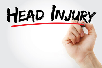 Head Injury text with marker, concept background