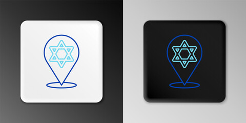 Line Star of David icon isolated on grey background. Jewish religion symbol. Symbol of Israel. Colorful outline concept. Vector.