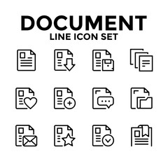 Document line icon set, icon include paper, checklist, mail, folder, copy, download and more design illustration vector on white background