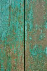 old worn turquoise painted table with vertical frame top view