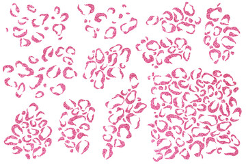 Pink glitter leopard pattern. Basis graphics on whie background