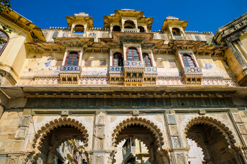 Beautiful Architecture building of City Palace in Udaipur, Rajasthan, India.