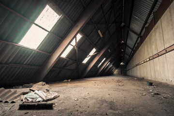 Creepy abandoned industry area with natural decay a lost place a decayed factory hall