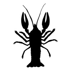 Crawfish Vector Black Silhouette Illustration