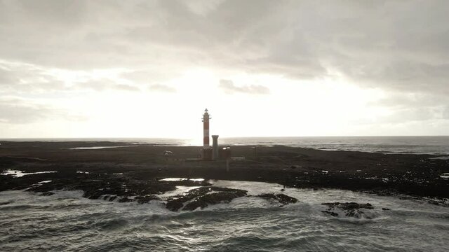 El Toston lighthouse drone view, el Cotillo, Fuerteventura island