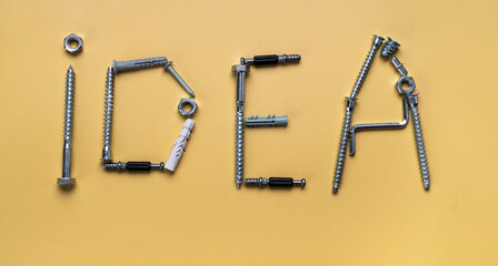 word Idea with copy space, bolt. Industrial banner