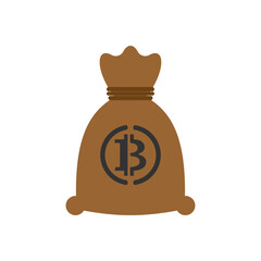 Bag of bitcoins. full bag of cryptocurrency. 21st Century Digital Treasure