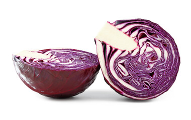Red cabbage cut in half and made symmetric