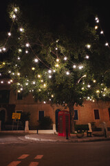 sliema at night. fiesta on the street in Malta. street at night. street with lights.