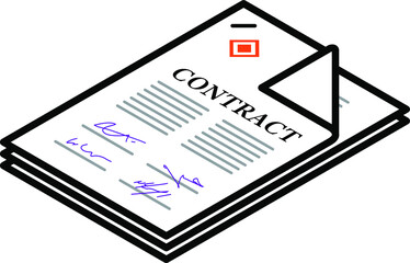 A stapled document - contract with signatures.