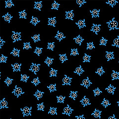Fototapeta na wymiar Line System bug concept icon isolated seamless pattern on black background. Code bug concept. Bug in the system. Bug searching. Vector.