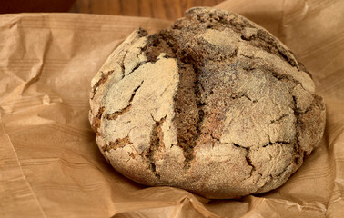 Rye bread bun on a table