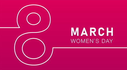 Vector banner discount for March 8. International Women's Day. The dancing girl who, thanks to the movement of her hands, made an eight. Can be used in brochures, postcards. Sale background.