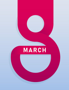 Modern vector postcard for 8 March. International Women's Day. Number 8 in an unusual shape. Can be used in brochures, advertisements, banners. EPS 10.