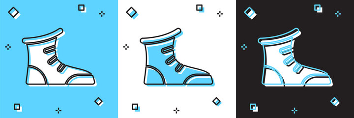 Set Sport boxing shoes icon isolated on blue and white, black background. Wrestling shoes. Vector.