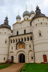 Gate Church of the Resurrection of Christ in Rostov kremlin, Russia. Golden ring of Russia