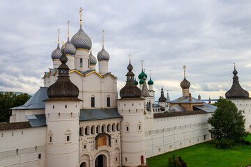 Gate Church of the Resurrection of Christ in Rostov kremlin, Russia. Golden ring of Russia
