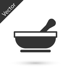 Grey Mortar and pestle icon isolated on white background. Vector.