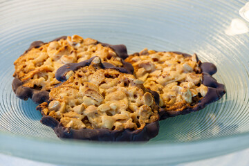 Closeup of Florentiner Cookies on a background