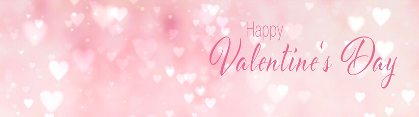  Happy Valentines Day - pink background with hearts - Valentine greeting card