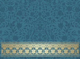 wedding card design, paisley floral pattern , India	