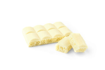 White porous chocolate isolated on white background.