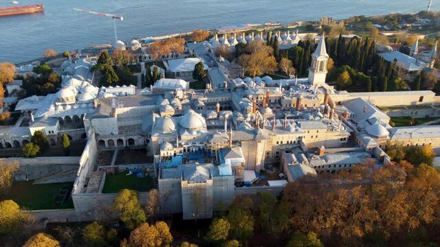 Aerial view of Topkapi Palace in Istanbul. Footage in Turkey