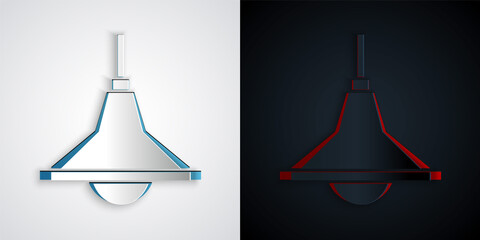 Paper cut Chandelier icon isolated on grey and black background. Paper art style. Vector.